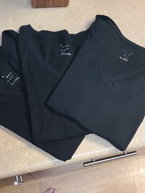 A NEW DAY! Set Of 3. Black Tees 50/50 Cotton/Modal. V Size S, Scoop Size M